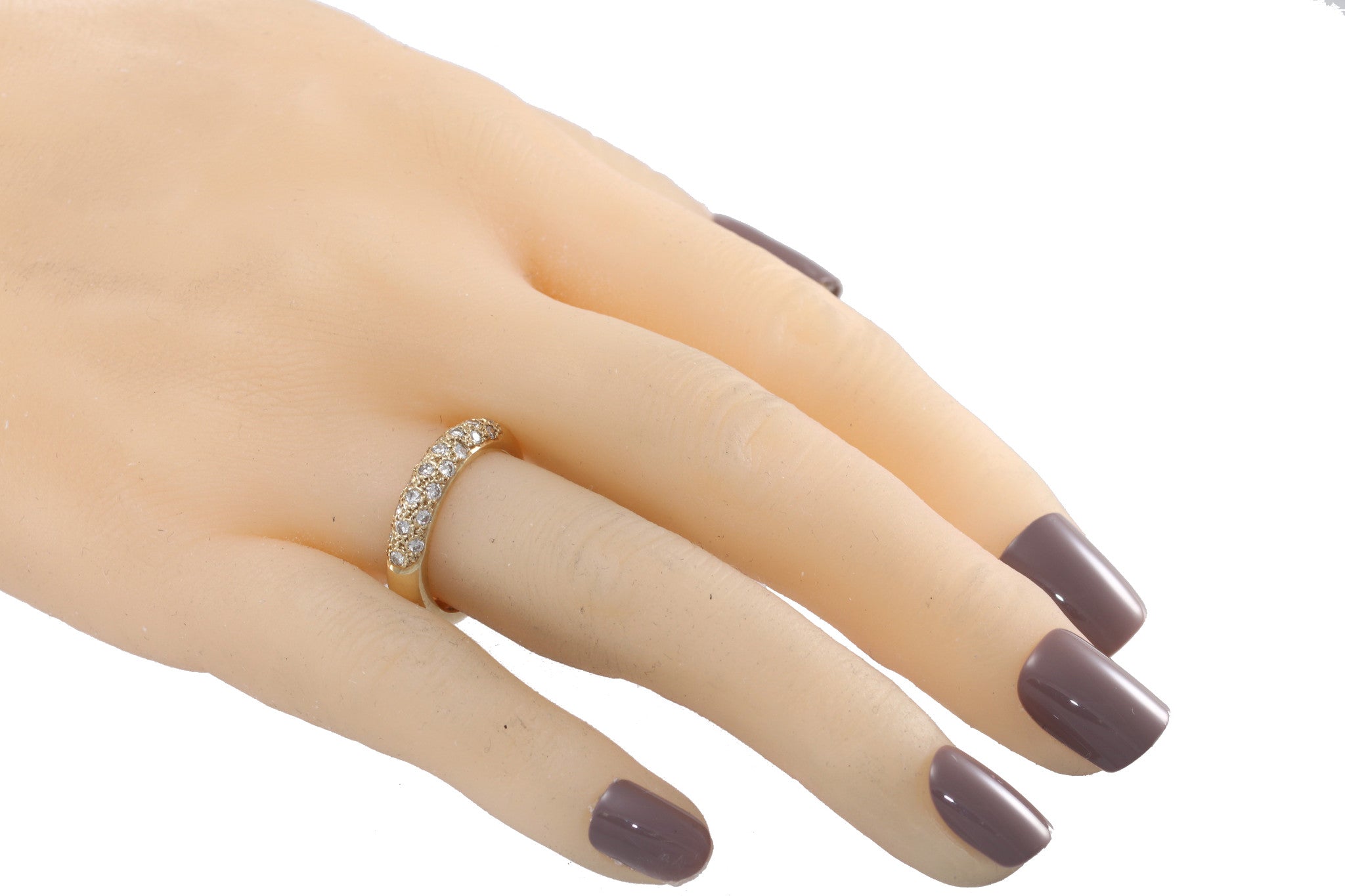 Womens 3 Row Diamond Wedding Band Ring 14k Yellow Gold 0.44ctw 4.5mm Wide 7.00