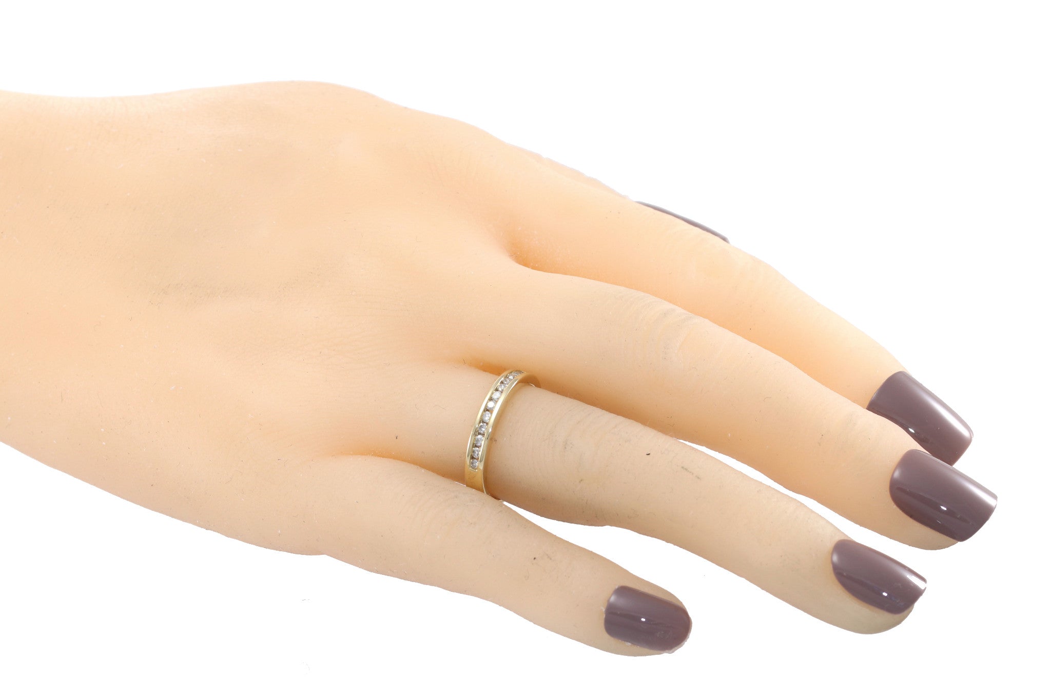 Round Cut Diamond Womens Wedding Band Ring 10k Yellow Gold 0.24ctw US 6.75 3mm