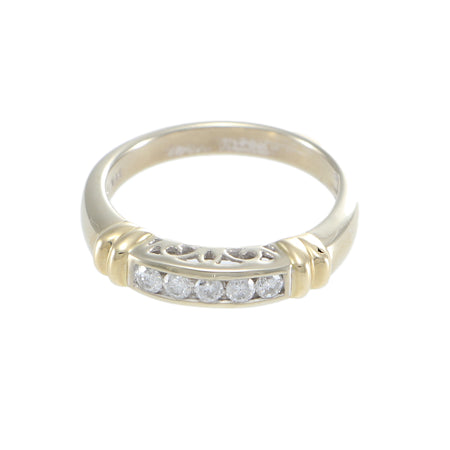 Round Diamond Wedding Band 14k Yellow Gold Womens Vintage Channel Set Ring .25ct