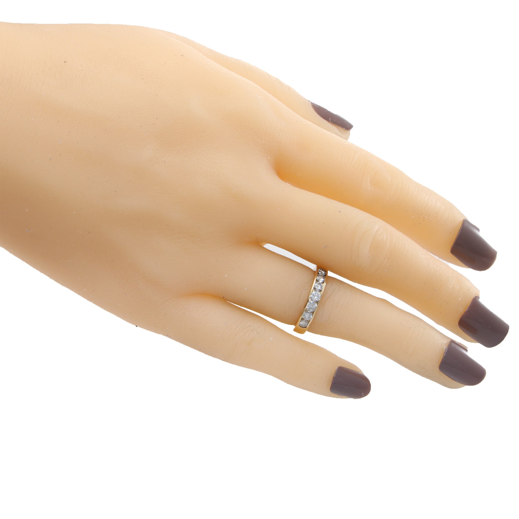 Round Cut Wedding Band 14k Yellow Gold Womens Ring Vintage Channel Set 0.35ctw