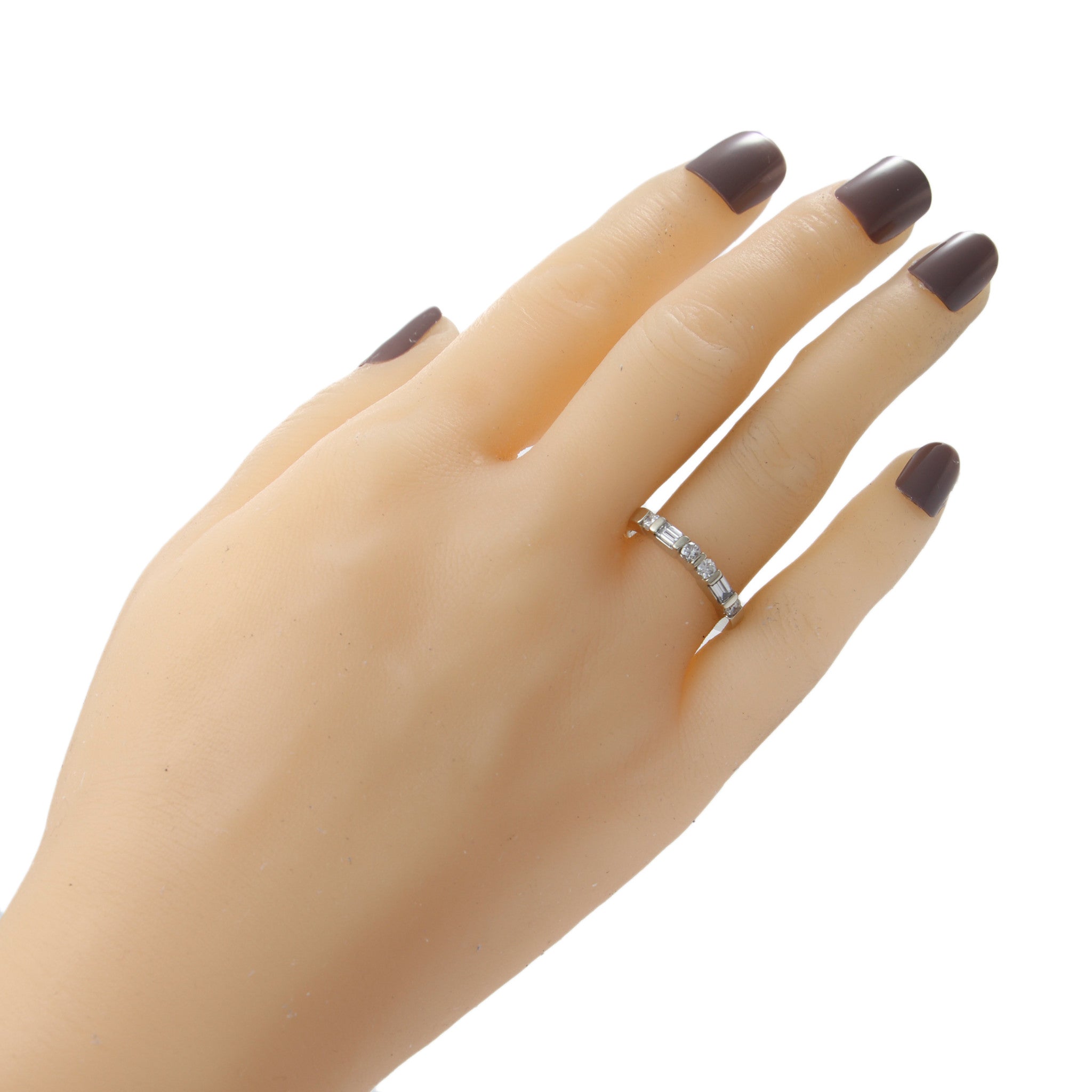 Round Baguette Cut Vintage Art Deco Wedding Band Ring 14k White Gold 0.30ctw