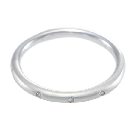 Thin Stackable Comfort Diamond Band 14k White Gold 3 Stone Bezel TwoTone Finish