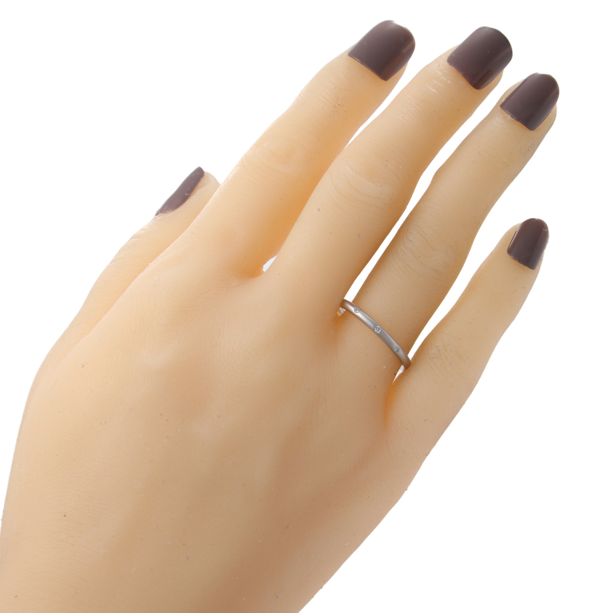 Thin Stackable Comfort Diamond Band 14k White Gold 3 Stone Bezel TwoTone Finish