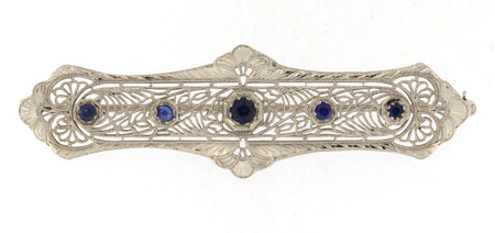 Brooch with Sapphires 14k White Gold
